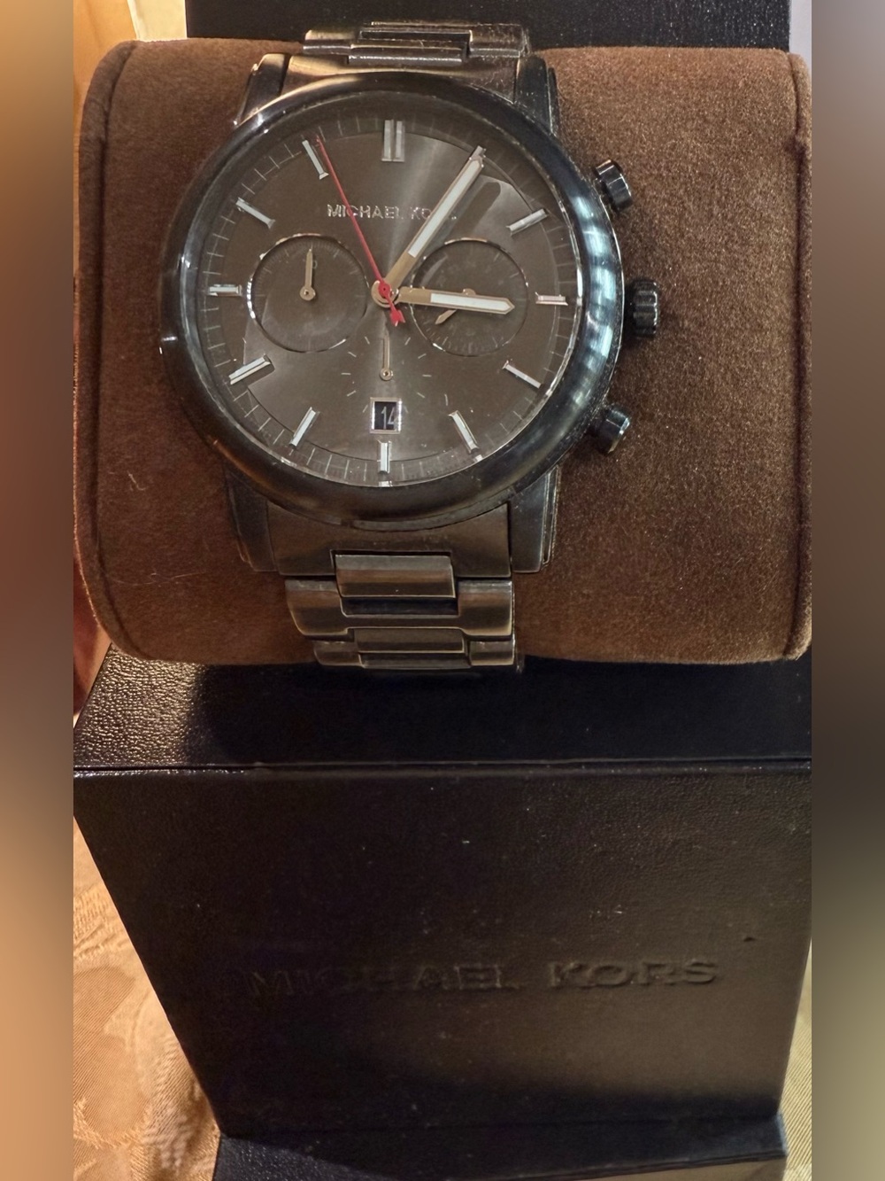 Michael Kors Watch with Yellow Accent and Black Strap